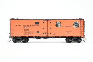 O Brass PSC - Precision Scale Co. PFE - Pacific Fruit Express 40’ Steel Reefer with Wood Roof Walk Circa 1945 CP No. 45681
