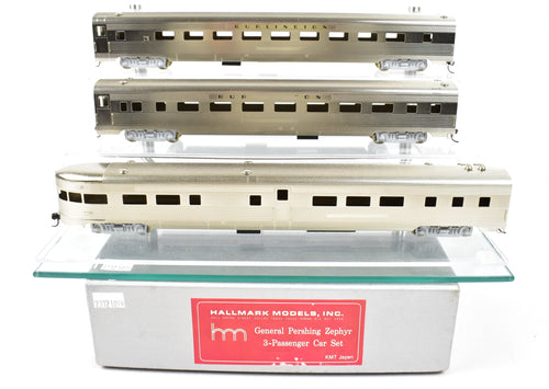 HO Brass CON Hallmark Models CB&Q - Burlington Route General Pershing Zephyr 3-Car Passenger Set Factory Plated