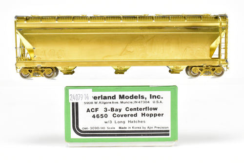 HO Brass OMI - Overland Models, Inc. Various Roads ACF 3-Bay Counterflow 4650 cubic feet Covered hopper w/3 Long Hatches