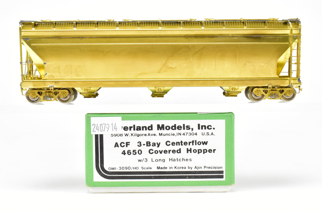 HO Brass OMI - Overland Models, Inc. Various Roads ACF 3-Bay Counterflow 4650 cubic feet Covered hopper w/3 Long Hatches