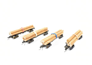 HO Brass NWSL - Northwest Short Line Various Roads 50' Skeleton Log Cars 4-Pack with Trucks and loads CP