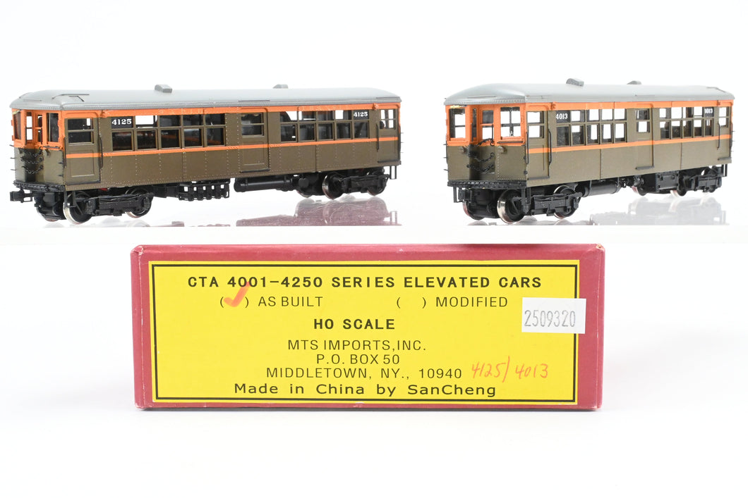 HO Brass MTS Imports CTA - Chicago Transit Authority 4001 - 4250 Series (As Built) Elevated Cars 2-Car Set FP CRT - Chicago Rapid Transit Nos. 4125 & 4013