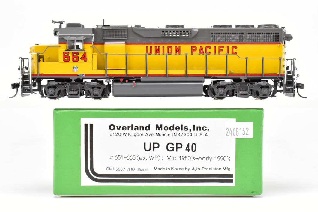 HO Brass OMI - Overland Models, Inc. UP - Union Pacific (former WP) EMD GP40 Pro-Painted in UP colors #664