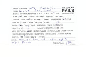 HO Brass MTS Imports CNS&M - North Shore Line 150-164 Series “Brill” Coach