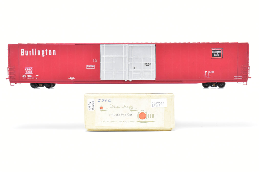 HO Brass Trains Inc. CB&Q - Chicago, Burlington & Quincy 86 Foot Hi-Cube Boxcar CP CB&Q 15009