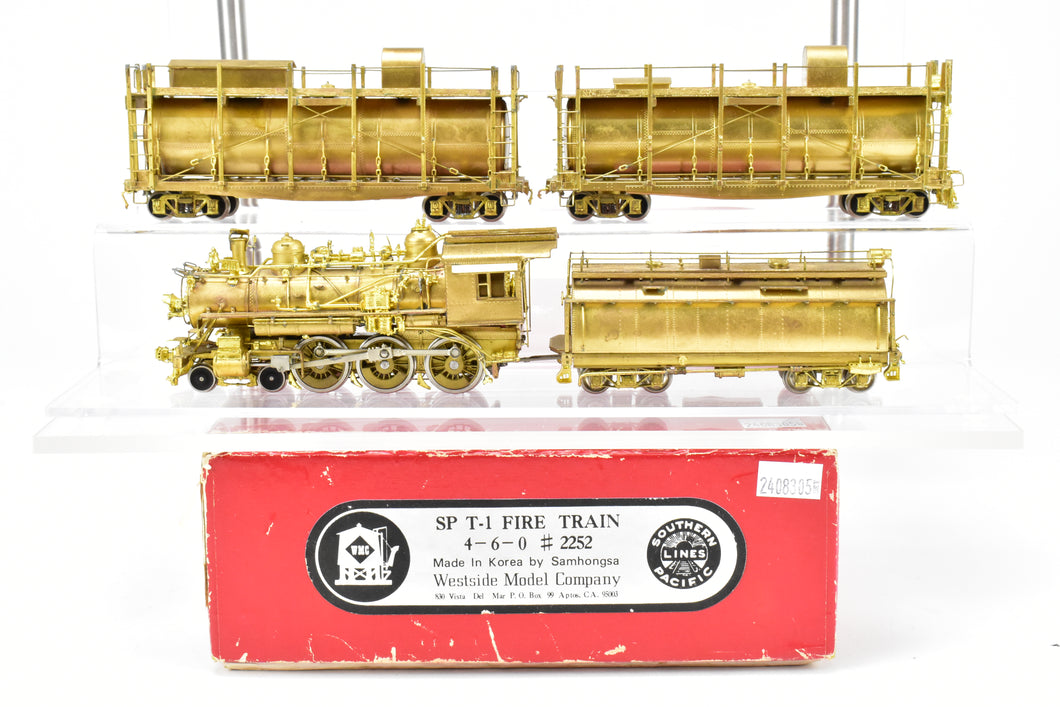 HO Brass CON Westside Model Co. SP - Southern Pacific Fire Train Set T-1 4-6-0 and Two Tank Cars Missing 2 Ladders