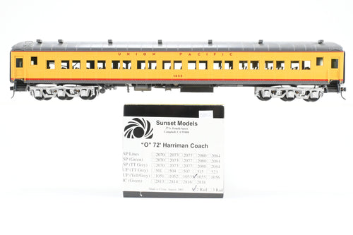 O Brass Sunset Models Third Rail UP - Union Pacific 72’ Harriman Coach FP Yellow/Gray No. 1055
