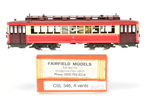 HO Brass Fairfield Models 346 CSL - Chicago Surface Lines Big Brill Car With 4 Vents, Custom Painted No. 346