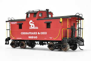 O Brass Sunset Models 2-Rail C&O - Chesapeake & Ohio Steel Caboose FP in Red/Black #90240