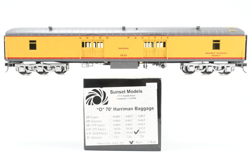 O Brass Sunset Models Third Rail UP - Union Pacific 70’ Harriman Baggage FP Yellow/Gray No. 3035