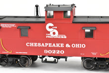 Load image into Gallery viewer, O Brass Sunset Models 2-Rail C&amp;O - Chesapeake &amp; Ohio Steel Caboose FP in Red/Black #90220
