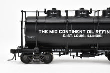 Load image into Gallery viewer, HO Brass W&amp;R Enterprises Various Roads AC&amp;F 10,000 GAL 3-Dome Tank Car With High Walkway C/P The Mid Continent Oil Refining Co.
