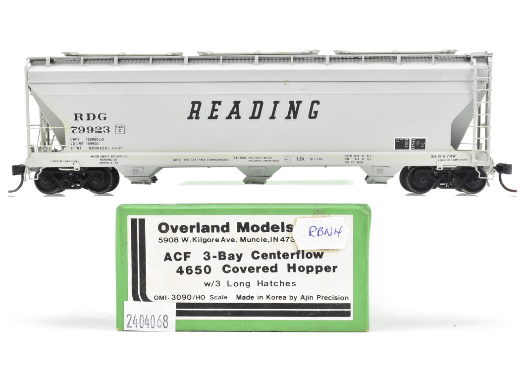 HO Brass OMI - Overland Models, Inc. RDG - Reading ACF 3-Bay Centerflow 4650 Covered Hopper W/ 3 Long Hatches, CP No. 79923