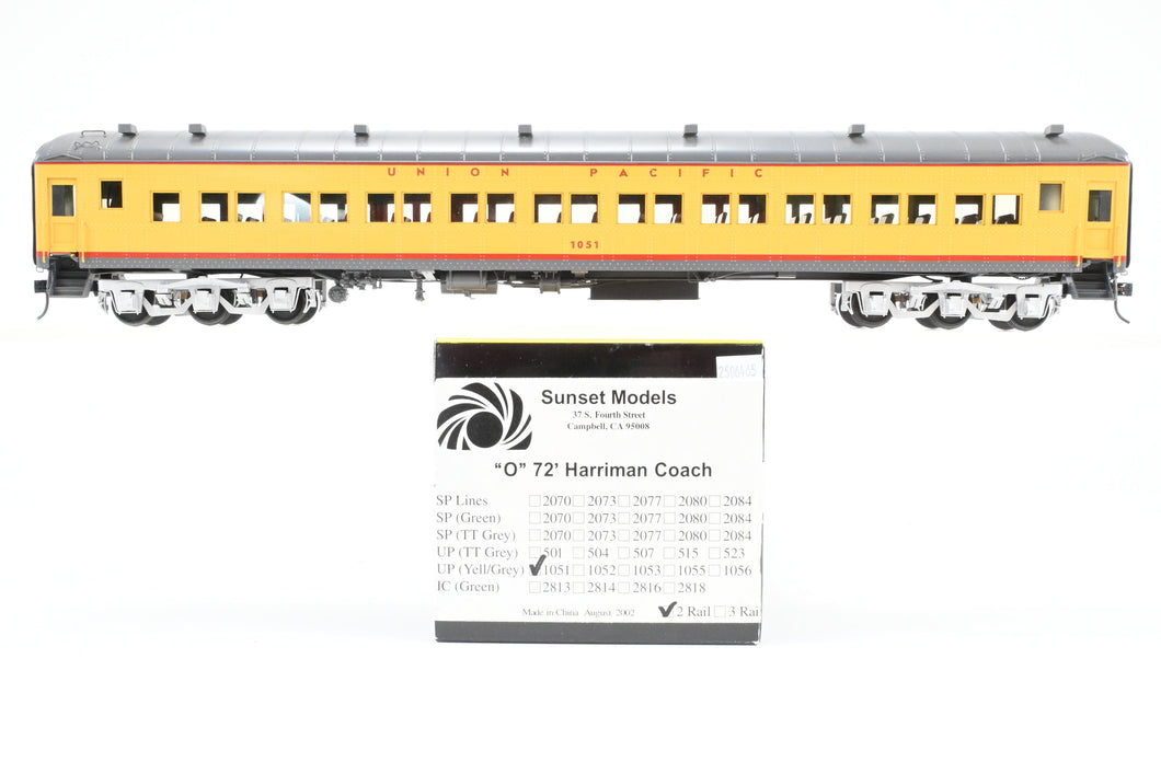 O Brass Sunset Models Third Rail UP - Union Pacific 72’ Harriman Coach FP Yellow/Gray No. 1051