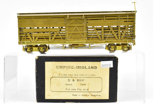 On3 Brass Empire Midland D&RGW - Denver & Rio Grande Western 30' Stock Car