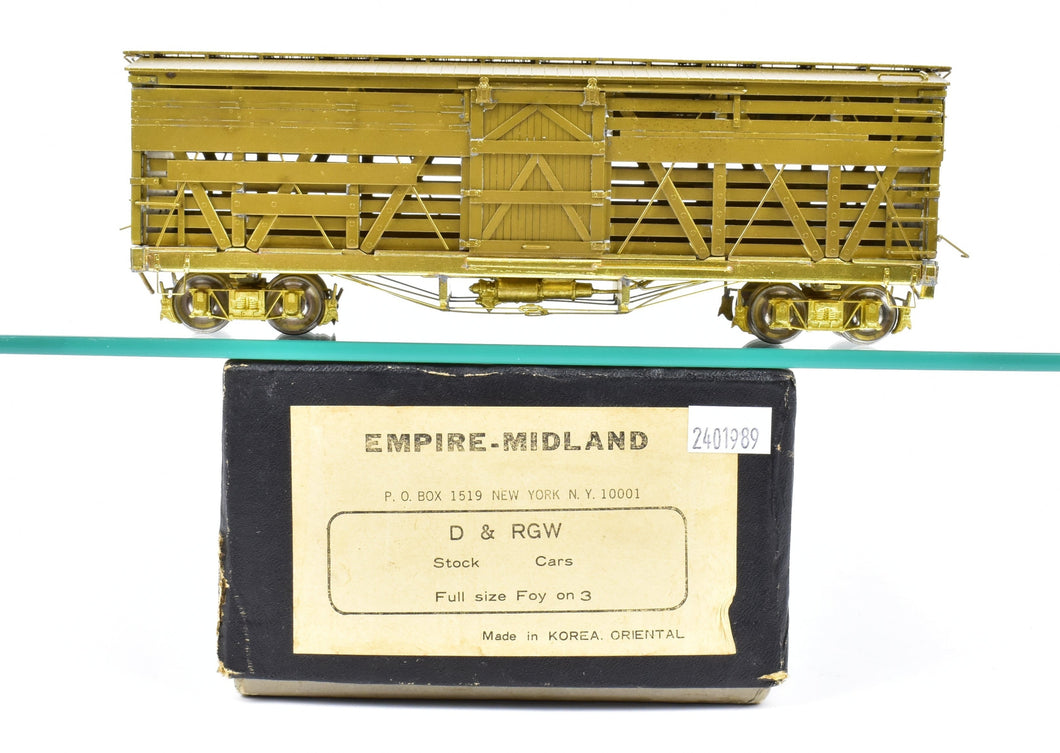 On3 Brass Empire Midland D&RGW - Denver & Rio Grande Western 30' Stock Car