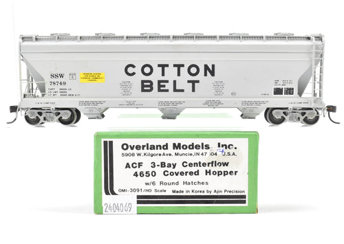 HO Brass OMI - Overland Models, Inc. Various Roads/SSW - Cotton Belt ACF 3-Bay Centerflow 4650 Covered Hopper W/6 Round Hatches, CP No. 78749