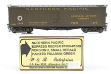 Load image into Gallery viewer, HO Brass W&amp;R - W&amp;R Enterprises NP - Northern Pacific Express Reefer #1800 - 1899 Version 2 Factory Painted Pullman Green Small Herald No. 1835
