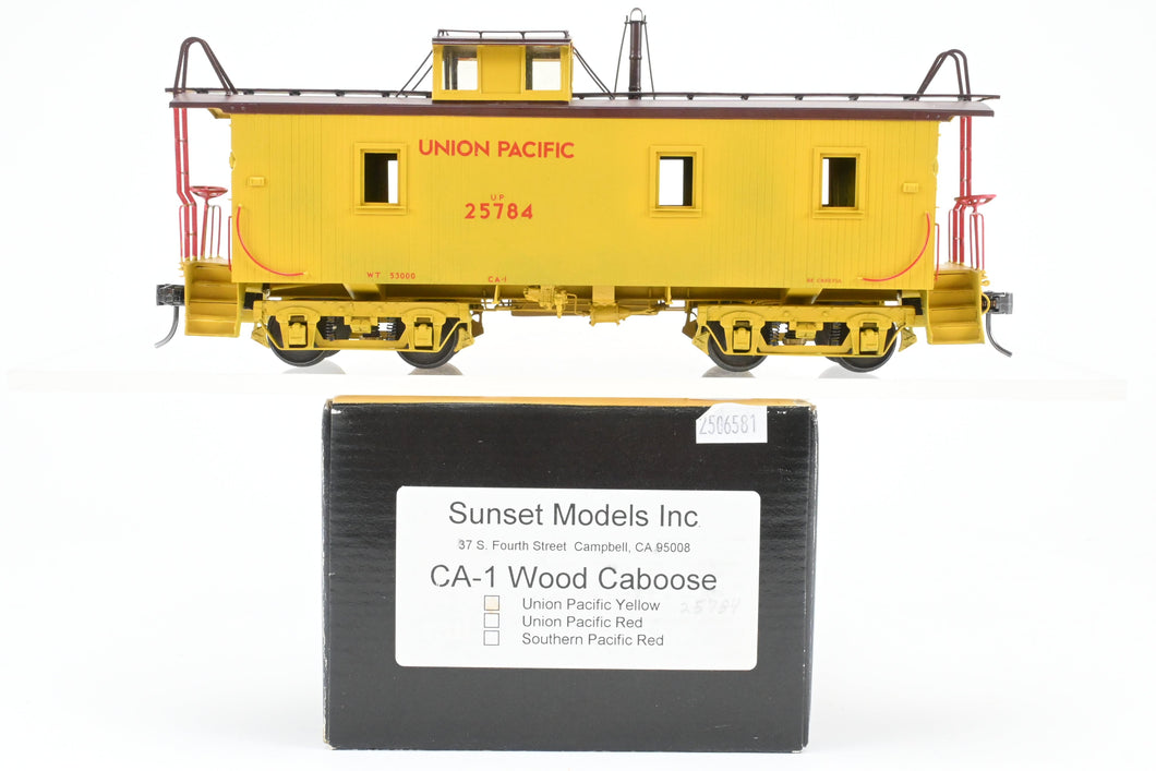 O Brass Sunset Models Third Rail UP - Union Pacific CA-1 Wood Caboose FP in Yellow/Brown No. 25784