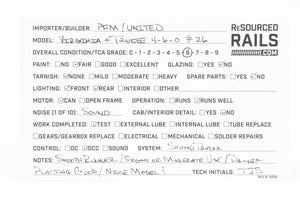 HO Brass PFM - United V&T - Virginia & Truckee 4-6-0 No. 26 CP No Lettering Tsunami DCC & Sound REEBOX