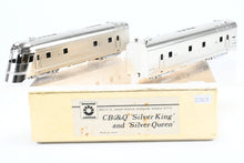 Load image into Gallery viewer, HO Brass Oriental Limited CB&amp;Q - Burlington Route EMC EA/EB Silver King and Silver Queen Set Plated
