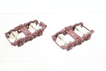 Load image into Gallery viewer, HO Brass PSC - Precision Scale Co. MILW - Milwaukee Road Pre-War Passenger Trucks Factory Painted Maroon MULTIPLE PAIRS AVAILABLE
