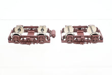 Load image into Gallery viewer, HO Brass PSC - Precision Scale Co. MILW - Milwaukee Road Pre-War Passenger Trucks Factory Painted Maroon MULTIPLE PAIRS AVAILABLE
