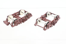 Load image into Gallery viewer, HO Brass PSC - Precision Scale Co. MILW - Milwaukee Road Pre-War Passenger Trucks Factory Painted Maroon MULTIPLE PAIRS AVAILABLE
