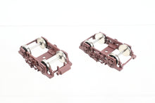 Load image into Gallery viewer, HO Brass PSC - Precision Scale Co. MILW - Milwaukee Road Pre-War Passenger Trucks Factory Painted Maroon MULTIPLE PAIRS AVAILABLE
