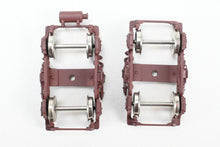 Load image into Gallery viewer, HO Brass PSC - Precision Scale Co. MILW - Milwaukee Road Pre-War Passenger Trucks Factory Painted Maroon MULTIPLE PAIRS AVAILABLE
