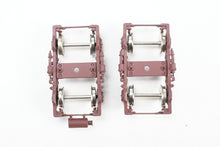 Load image into Gallery viewer, HO Brass PSC - Precision Scale Co. MILW - Milwaukee Road Pre-War Passenger Trucks Factory Painted Maroon MULTIPLE PAIRS AVAILABLE
