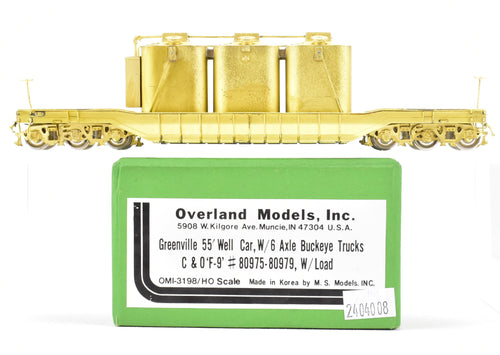 HO Brass OMI - Overland Models, Inc. C&O - Chesapeake & Ohio Greenville 55' Well Car W/ 6 Axle Buckeye Trucks F-9 Nos. 80975 - 80979, W/ Load