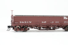 Load image into Gallery viewer, HOn3 Blackstone Models D&amp;RGW - Denver &amp; Rio Grande Western Drop Bottom Gondola Flying Grande Herald No. 845
