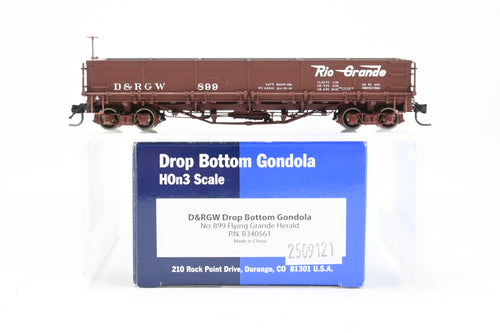 HOn3 Blackstone Models D&RGW - Denver & Rio Grande Western Drop Bottom Gondola Flying Grande Herald No. 899