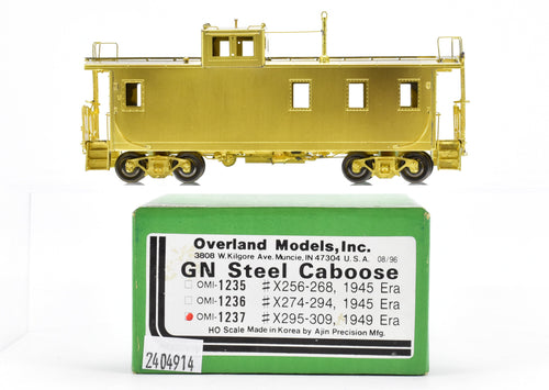 HO Brass OMI - Overland Models, Inc. GN - Great Northern Steel Caboose Nos. X295 - 309; 1949 Era