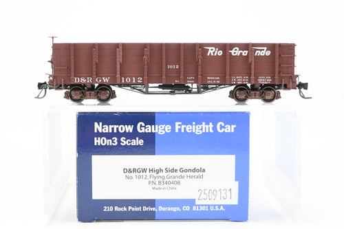 HOn3 Blackstone Models D&RGW - Denver & Rio Grande Western High Side Gondola Flying Grande Herald No. 1012