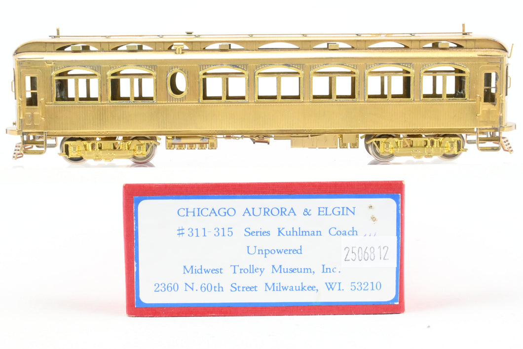 HO Brass MTM - Midwest Trolley Museum CA&E - Chicago Aurora & Elgin #311-315 Series Kuhlman Wood Interurban Coach Unpowered Trailer (Copy)