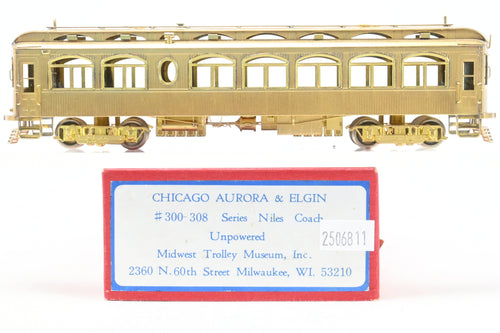 HO Brass MTM - Midwest Trolley Museum CA&E - Chicago Aurora & Elgin #300 - 308 Series Niles Coach Unpowered Trailer