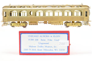 HO Brass MTM - Midwest Trolley Museum CA&E - Chicago Aurora & Elgin #300 - 308 Series Niles Coach Unpowered Trailer