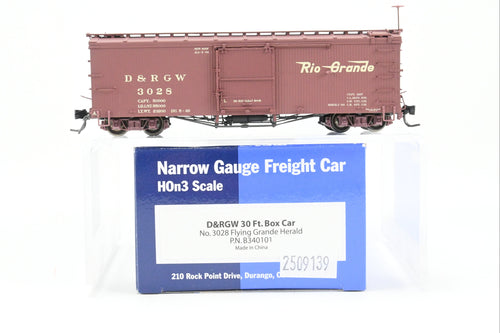 HOn3 Blackstone Models D&RGW - Denver & Rio Grande Western 30' Box Car Flying Grande Herald No. 3028