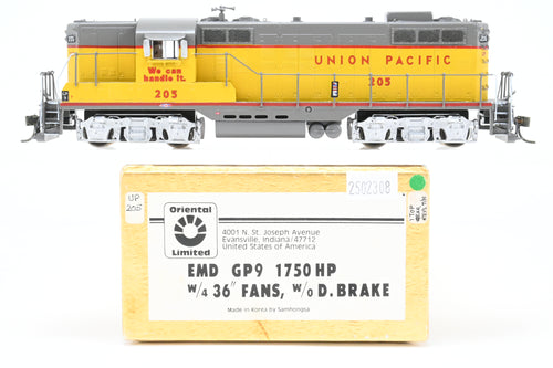 HO Brass Oriental Limited UP - Union Pacific EMD GP9 1750 HP w/ 4 36” Fans Non-Dynamic Brake Version C/P #205