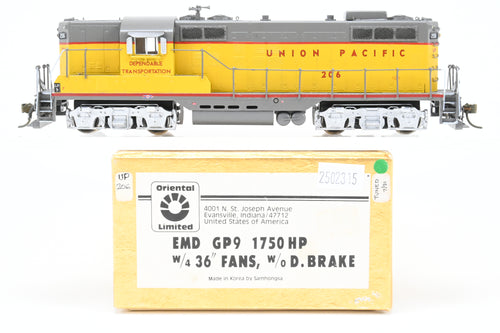 HO Brass Oriental Limited UP - Union Pacific EMD GP9 1750 HP w/ 4 36” Fans Non-Dynamic Brake Version C/P #207