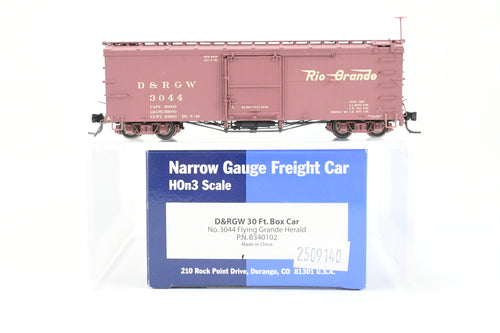 HOn3 Blackstone Models D&RGW - Denver & Rio Grande Western 30' Box Car Flying Grande Herald No. 3044