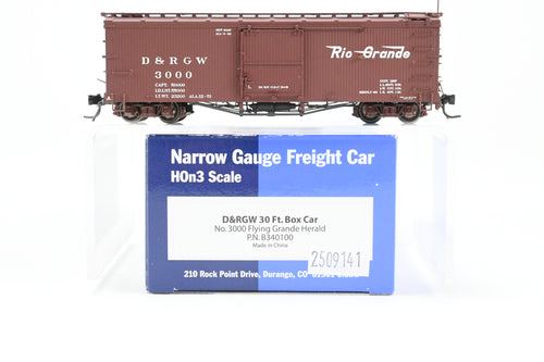 HOn3 Blackstone Models D&RGW - Denver & Rio Grande Western 30' Box Car Flying Grande Herald No. 3000