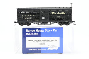 HOn3 Blackstone Models D&RGW - Denver & Rio Grande Western 5500 Series 30' Double Deck Stock Car Flying Grande Herald No. 5803