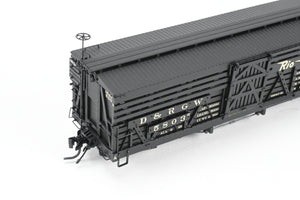 HOn3 Blackstone Models D&RGW - Denver & Rio Grande Western 5500 Series 30' Double Deck Stock Car Flying Grande Herald No. 5803