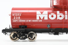 Load image into Gallery viewer, Gauge 1 - 1:32nd Scale Brass PSC - Precision Scale Co. Various Roads 8,000 Gallon Tank Car Factory Painted WSRX - Mobil Gas No. 238
