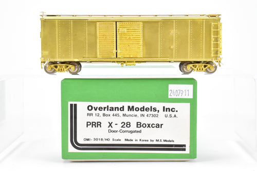 HO Brass OMI - Overland Models, Inc. PRR - Pennsylvania Railroad X-28 Boxcar w/corrugated Doors Plain Ends