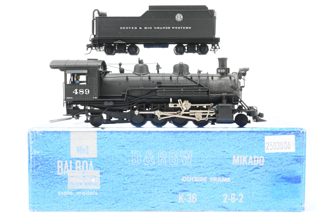 HOn3 Brass Balboa D&RGW - Denver & Rio Grande Western K-36 2-8-2 CP No. 489 w/Can Motor Upgrade