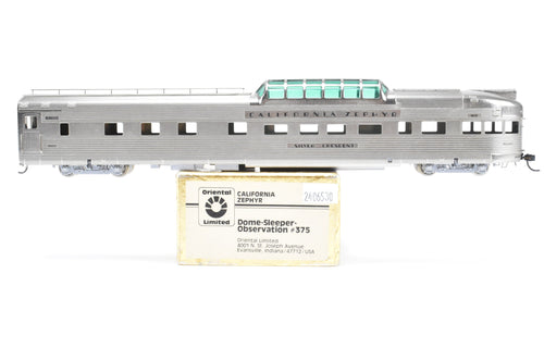 HO Brass Oriental Limited CB&Q/DRGW/WP California Zephyr Dome Sleeper Observation  Silver Crescent